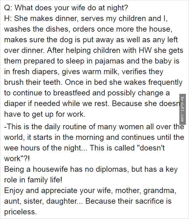 這則關於「全職家庭主婦」的臉書貼文獲得64萬人按讚，超直白的內容證明在家的女人也有價值！ 