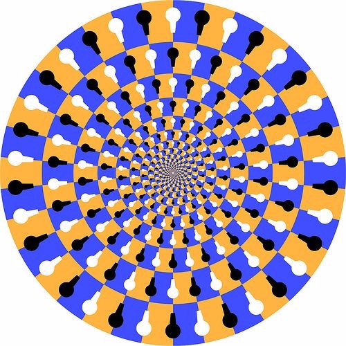 你看到的这个圆圈,在视觉疲劳下会出现旋转的情形,仔细观察,它是 顺