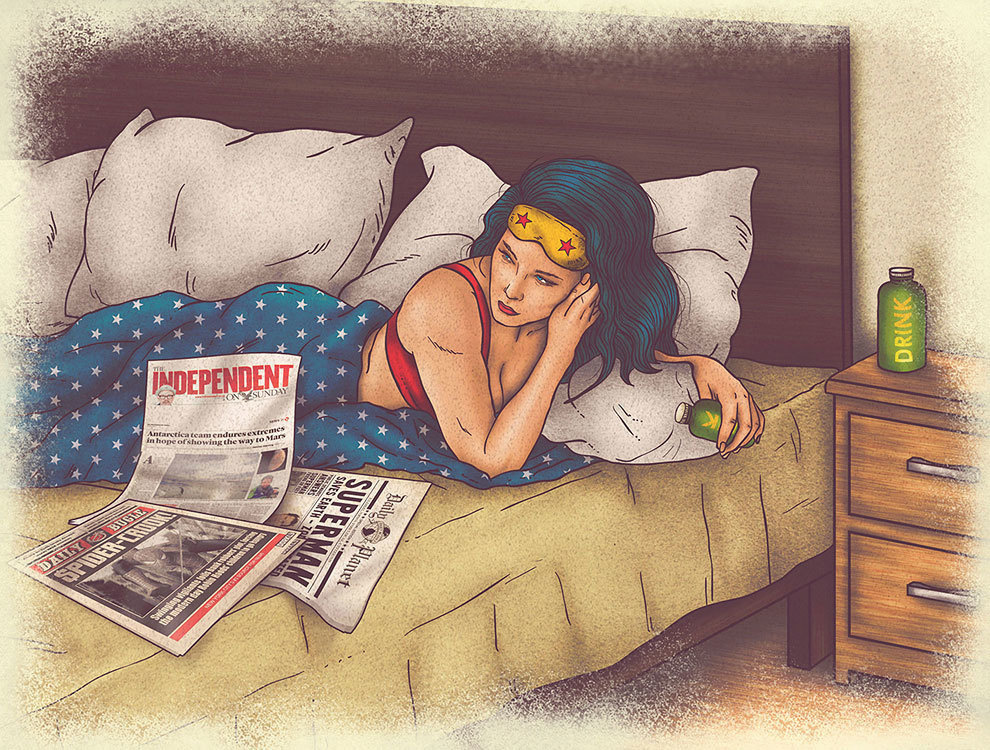 這就是蝙蝠俠、超人跟神力女超人「同居後的日常生活」。神力女超人的睡前活動太可愛了！
