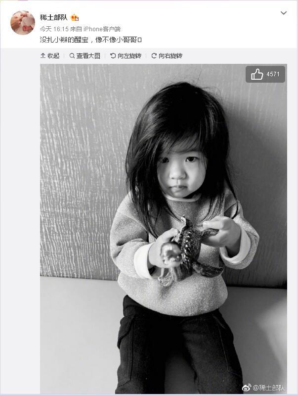 章子怡曬3歲女兒照片，所有人都被醒醒的發量震驚了！