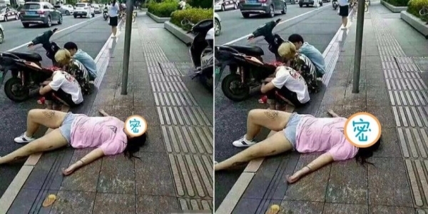 女子酒醉躺路上整夜，3名男子一旁「默默守候」到早上！救護車來的時候，卻被女子嚇一跳！