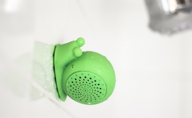 Stick this waterproof snail speaker on your wall.