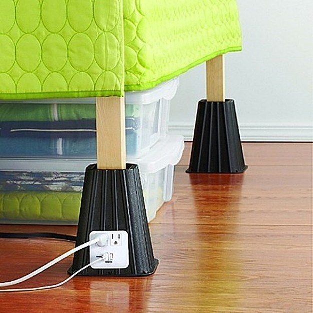 These bed risers not only creates more space for someone's room but also gives them more electricity outlets. 