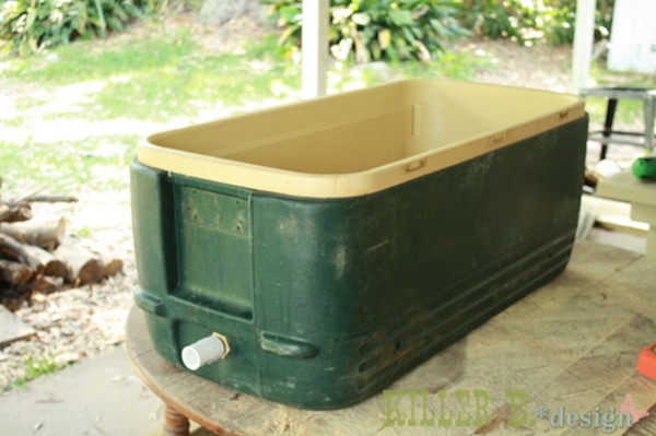 She had seen beautiful, rustic coolers at stores like Cabela's, but they all retailed for over $100. She decided to put her old cooler to use rather than spend that money. 