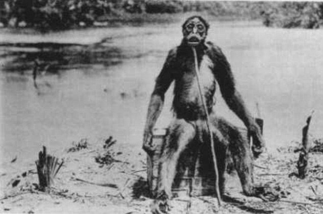 在1920年間，一個瑞士的石油探勘團隊來到了南美洲的叢林，在Tarra河當中發現了兩隻像是猴子的生物站立著，大約有157公分高，大聲吼叫且擺盪姿勢地靠近探勘隊。<BR><BR>