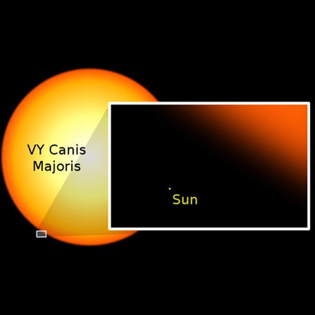 這代表有些星球，比我們所看見的太陽還要大很多很多。<BR><BR>看看太陽在相較之下變得多渺小。<BR><BR>