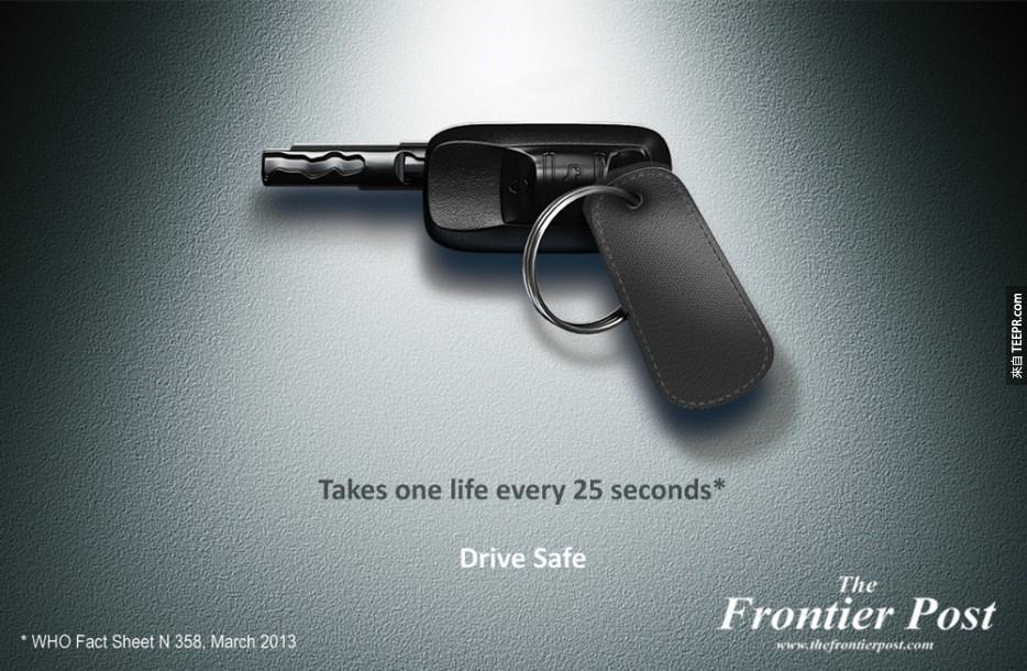 28. 每25秒帶走一個生命：小心駕駛。<BR><BR>