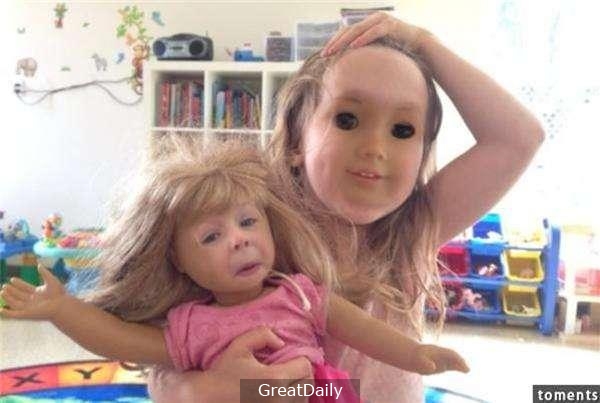 給孩子買了娃娃後，沒想到竟發生恐怖的事，娃娃的臉竟長得跟孩子越來越...！ 讓看到照片的人都被嚇傻了！ ！