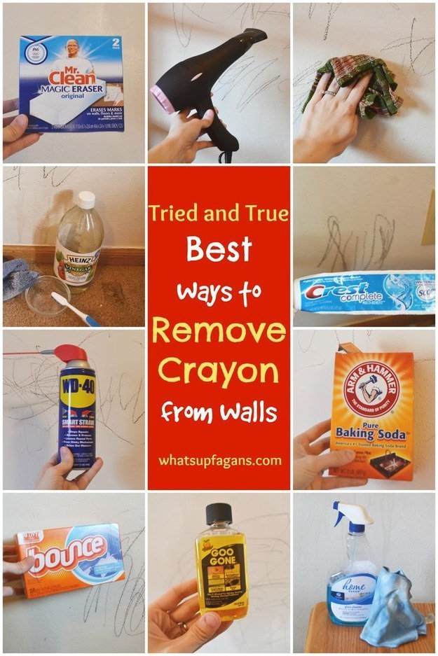 Remove your little Picasso's crayon markings from the wall with WD-40.