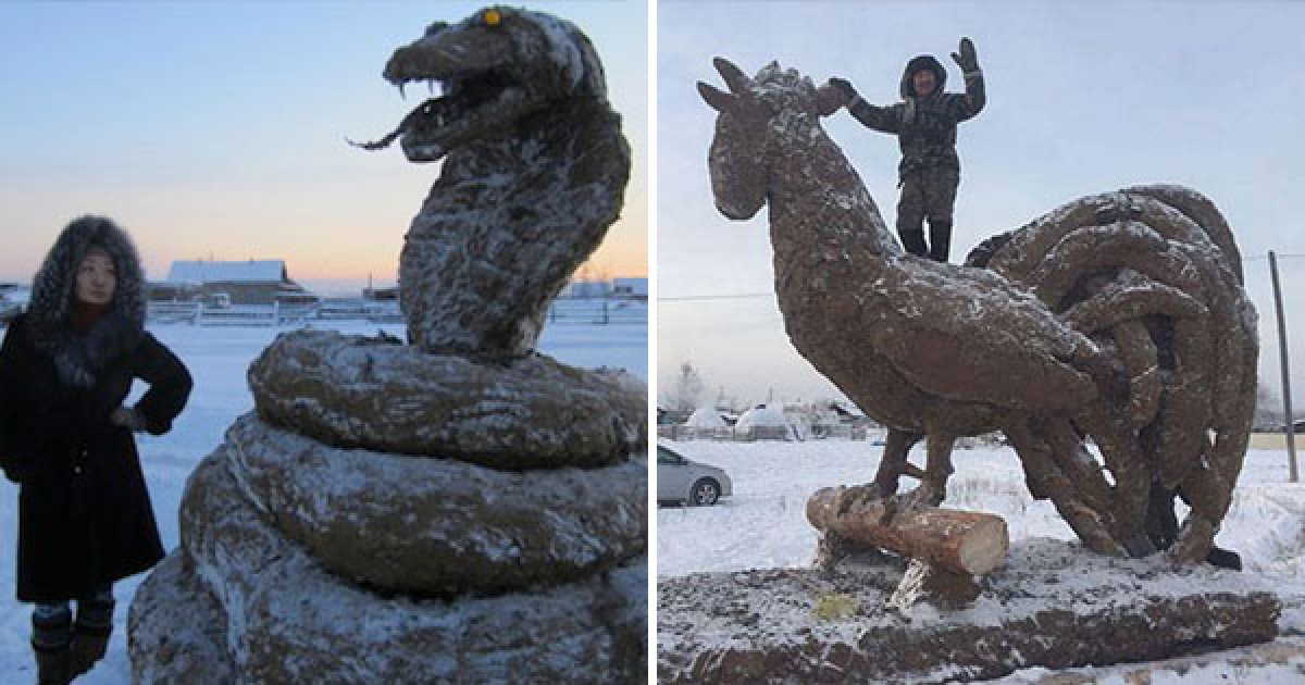 玩牛粪便爆红! 俄罗斯农夫用牛粪便完成「雕塑」 吸引超多人朝圣