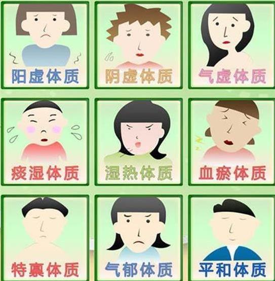 中医将人分为9种体质,每个人的体质都不一样,各有