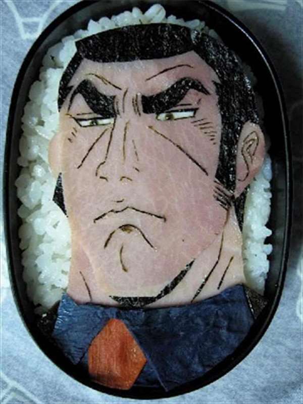▼竟能在便当上将漫画人物模仿得如此传神