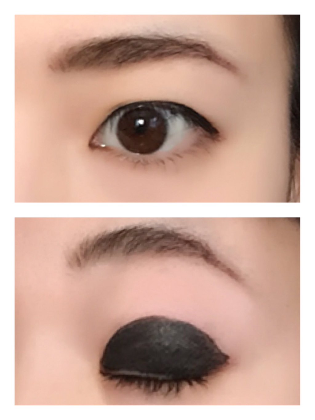 没想到内双的女生画眼线这麼「咒怨」!当一闭上眼睛真的吓到我了!