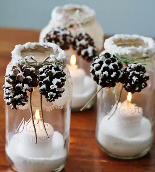 純白的雪世界——手工製作精美的雪花罐頭瓶裝飾燭燈