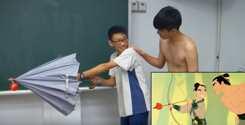 台灣高中生拍出真人版《花木蘭》「男子漢」歌曲片段，超低成本但超創意到位的詮釋讓我笑到肚子都痛了！
