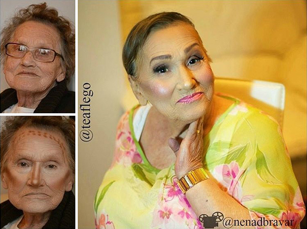 這名80歲的老太太請孫女幫她化妝，結果一不小心「年輕了至少20歲」讓網友都不敢相信！