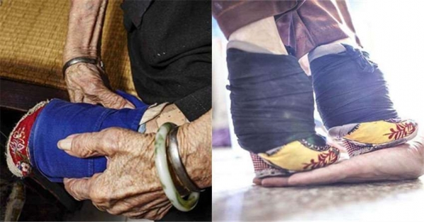 她從5歲開始 裹小腳 活了100年從沒給外人看過自己的腳 如今裹腳布被拆開了 Love分享