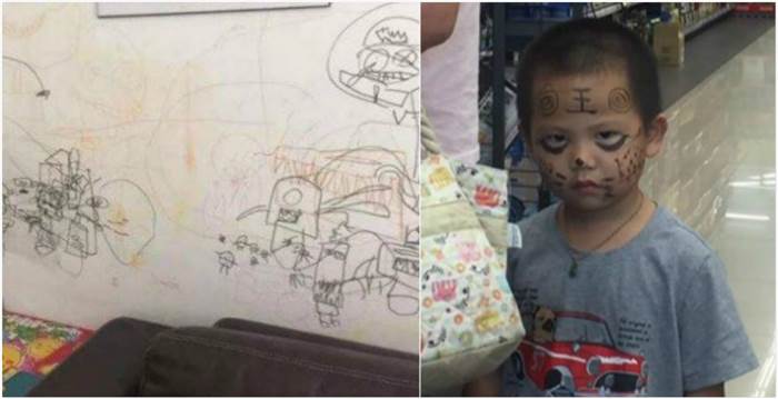兒子在墻上亂塗鴉，因此媽媽決定用『同理心』教導孩子，鄰居一看全笑翻！