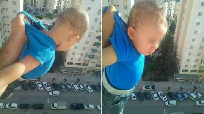 這名老爸將兒子「吊在15樓高空」PO網要求「沒破1000贊就丟下去」，結果最後下場慘了...