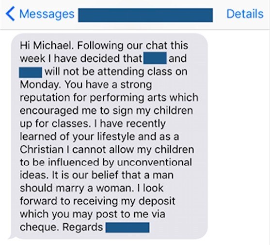 This week, Neri received a text from a student's mother stating that she pulling her child from class because — 
