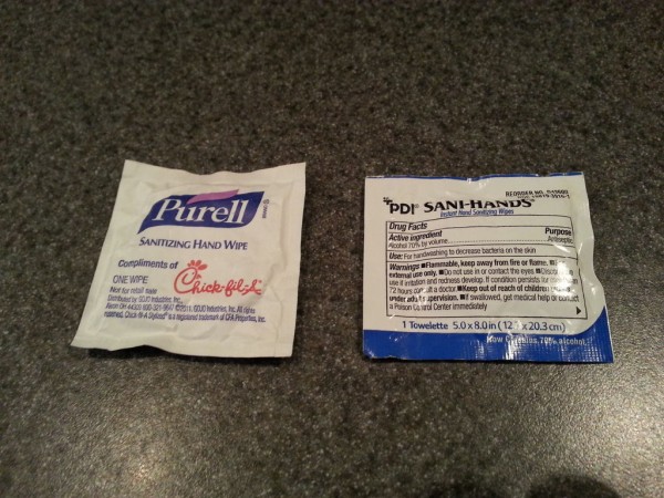 8. Sanitizing hand wipes. Sanitization is very important to survival. Clean a wound with one of these little wipes, then finish dressing it with the supplies below.