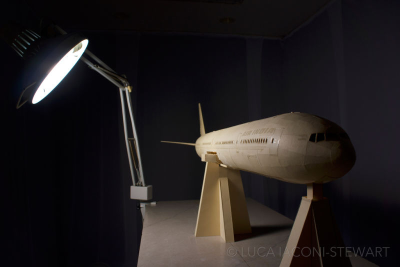 This meticulously crafted 777-replica is made of manila folders