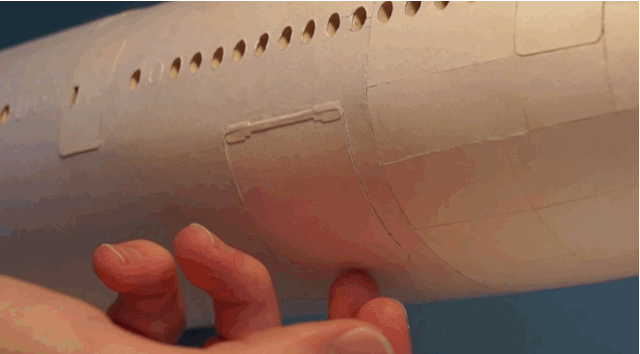 This meticulously crafted 777-replica is made of manila folders