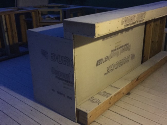 Cement boards were also installed to create surfaces.