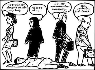 If you're hurt in a public place, avoid the "diffusion of responsibility" and call out for help to a specific person. If singled out, the "bystander effect" won't stop strangers from helping you.