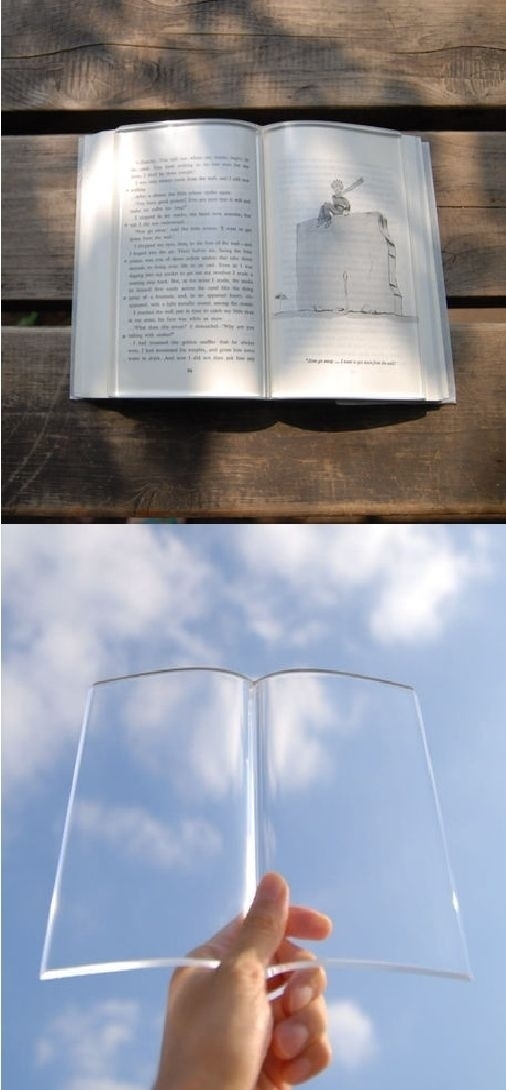 A transparent book weight for all the book worms who get tired of holding their books.