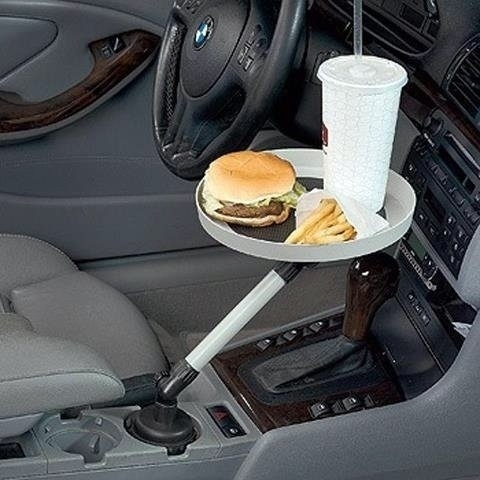 A car swivel tray for drivers who are always eating on the go.