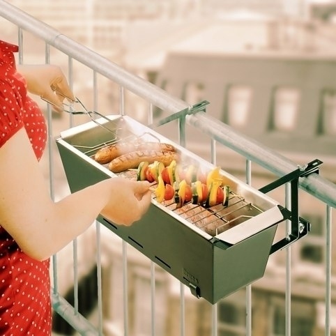 A balcony barbecue grill for people who have a balcony but no back yard. 