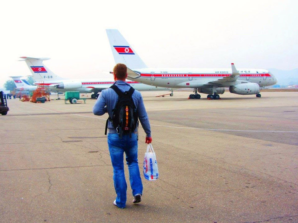 They then boarded a Soviet-era plane, where the in-flight entertainment consisted of footage of North Korean soldiers defeating US GIs during the Korean War.