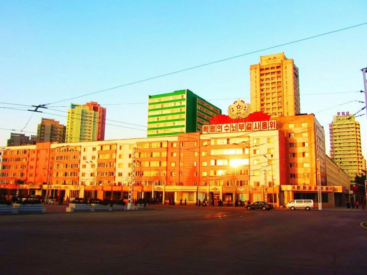 There were hardly any vehicles on the roads of central Pyongyang, due in part to the high poverty rate in North Korea.