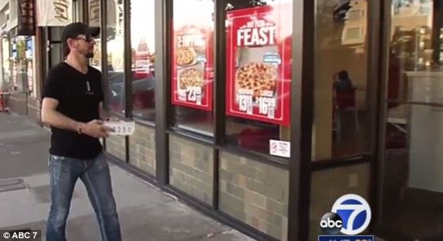 Vegas, who delivered food for Pizza Hut when he was 16, returned the money to the restaurant (pictured) 
