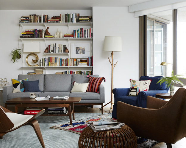 Here's what to look for in a sofa: simple and high-quality fabric, straight (not tapered) legs, minimal details, and cushions that are not overstuffed.