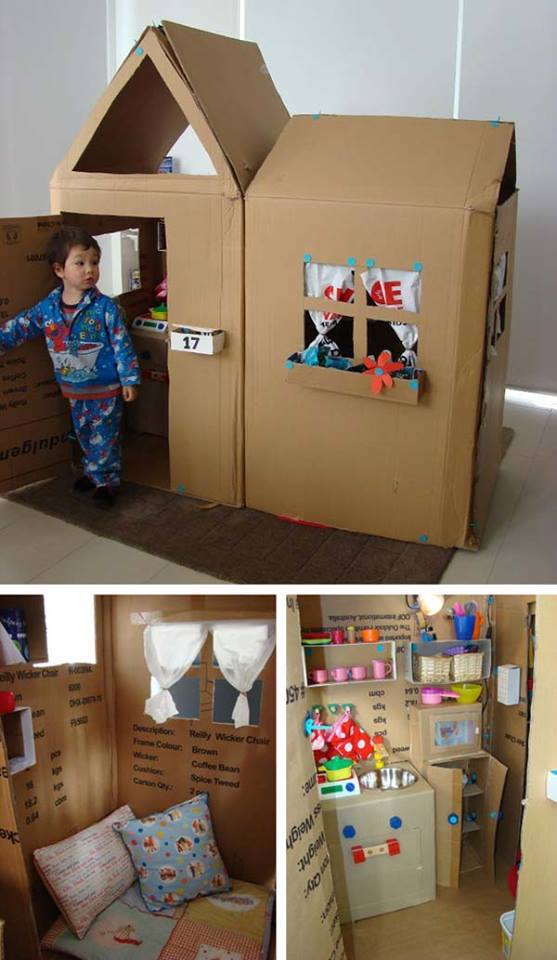 在家裡也可以打造一個不一樣的兒童天地，只需要使用幾個箱子就可以讓孩子玩上一整個周末！快來試試看！