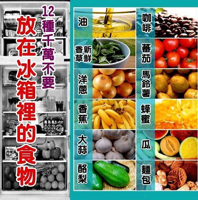 12種不要放到冰箱冰的食物！【儘速轉發，功德無量】