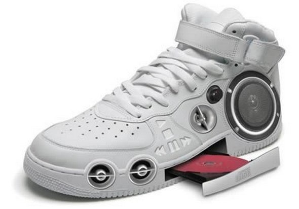 A sneaker with a built in CD stereo so you can have jams coming out of your steps. 