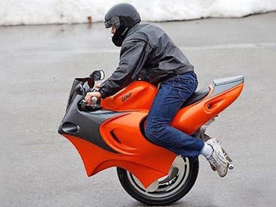 What's more badass than a unicycle? A uni-motorbike. 