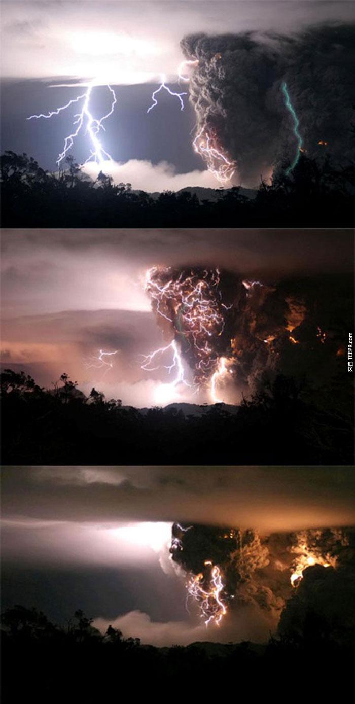 17）期間在半夜風暴火山爆發，2008（智利）