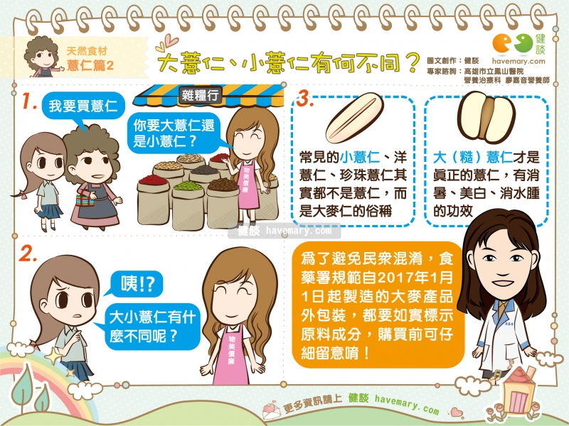 薏仁,假薏仁,大麥仁,健康圖文,健康漫畫,漫漫健康,Barley,健談,健談網,havemary